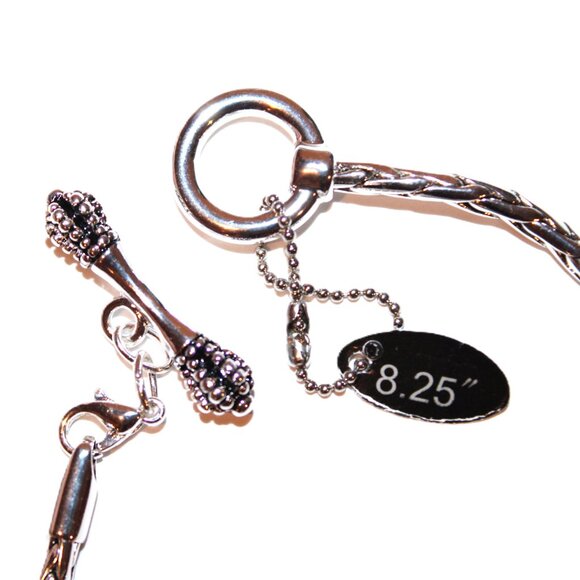 DaVinci Charm Bracelet 8.25" w/ 7 Beads - Valentine's Day Hearts Cupid Red CZ - Picture 3 of 4